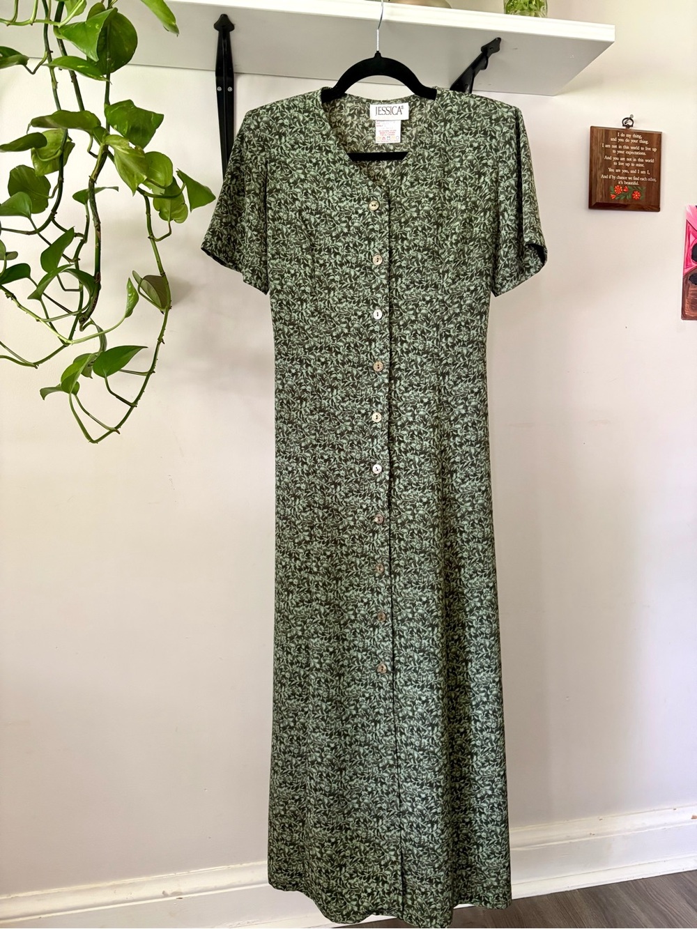 Jessica Green Printed Button-Front Maxi Dress
